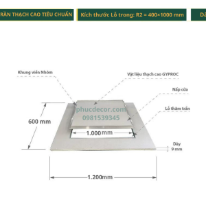 Nắp thăm trần thạch cao 400x1.000mm tiêu chuẩn