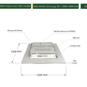 Nắp thăm trần thạch cao 1000×1000mm tiêu chuẩn