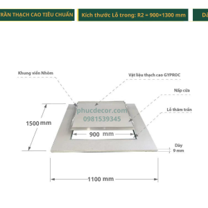 Nắp thăm trần thạch cao 900×1300mm tiêu chuẩn