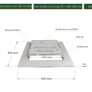 nắp thăm trần thạch cao 450×450mm tiêu chuẩn