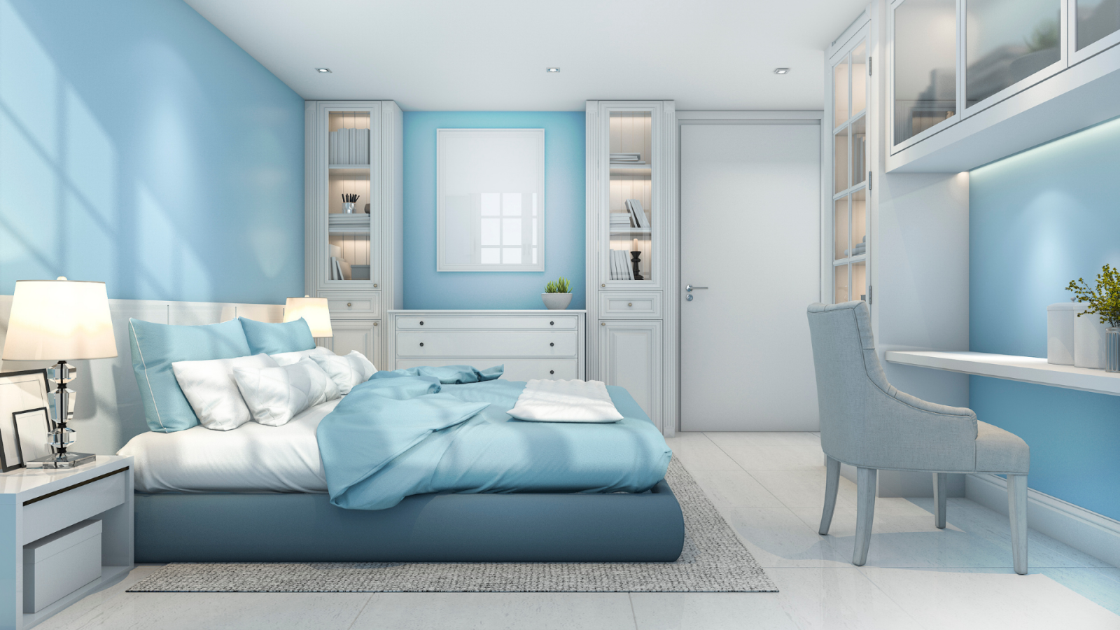 Sơn nhà màu xanh dương nhạt đầy tươi mới